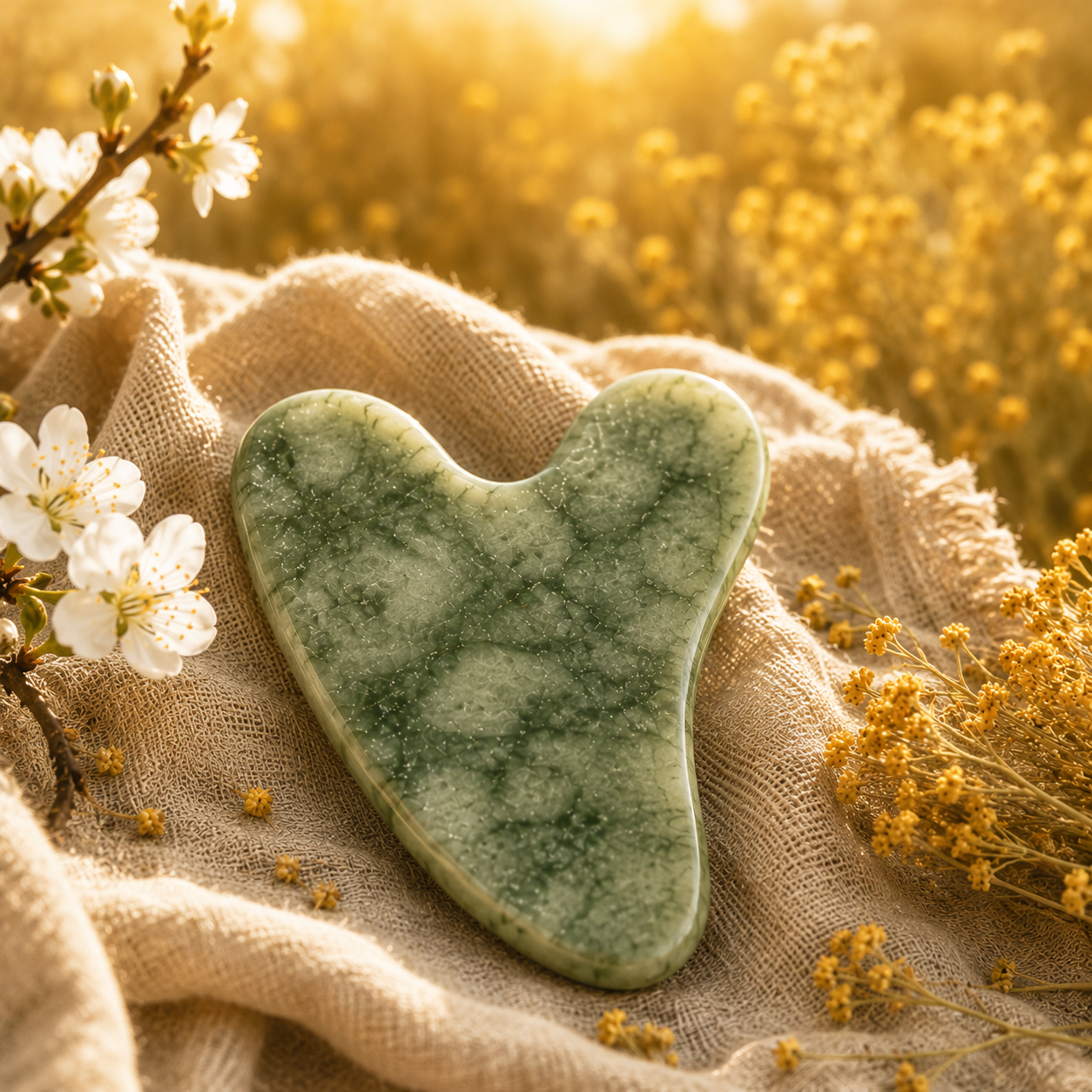 gua sha en pierre naturelle verte -LAFABRICOSM4ETIKS