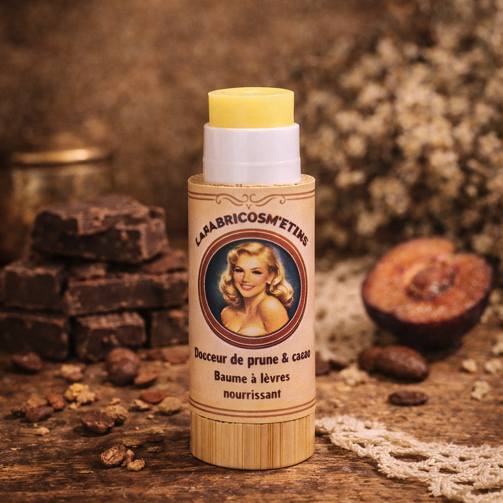lafabricosm'etiks douceur de prune & cacao baume à lèvres réparateur 