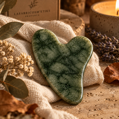 Gua Sha en pierre verte naturelle pour le massage du visage LAFABRICOSM'ETIKS