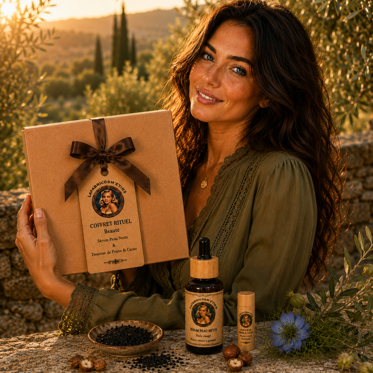 Présentation du Coffret Rituel Beauté avec Sérum Peau Nette et Douceur de Prune & Cacao – LAFABRICOSM'ETIKS